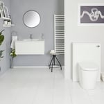 Meuble lavabo suspendu et meuble WC avec cuvette à poser – 80 cm – Blanc - Newington