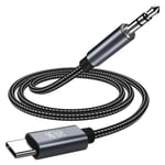 Câble Audio Aux USB-C vers 3.5mm par - 16 Bit Type C to Casque Auxiliaire Mâle Cable Stéréo Voiture - Compatible avec iPhone 16 15 Séries, iPad Pro, Samsung Galaxy S24 S23 S22 S21 etc. - 1m