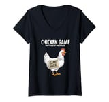 Womens Funny Chicken Game Don't Look At The Chicken Funny Chicken V-Neck T-Shirt