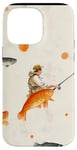 Coque pour iPhone 14 Pro Max Orange Aquarelle Polka Dots Fishing Pattern Art Print