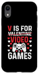 Coque pour iPhone XR V est pour les jeux vidéo, la Saint-Valentin, Funny Gamer, pour hommes et garçons