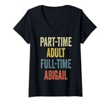 Womens ABIGAIL Personalized Retro Girls Part-Time ABIGAIL Name V-Neck T-Shirt