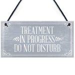 RED OCEAN TREATMENT IN PROGRESS Do Not Disturb Hanging Wall Door Salon Sign Plaque Gift