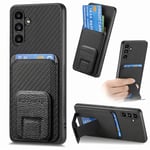 IMEIKONST Compatible with Samsung Galaxy A25 5G Case, Carbon Fibre Leather + TPU Bumper Flip Card Slots Pocket Kickstand Back Cover Slim Anti-Drop Shockproof for Samsung A25 5G. Black SD2