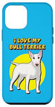 Coque pour iPhone 12 mini J'adore mon White Bull Terrier