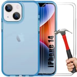 Coque Silicone Iphone 14 Bleu Clair Et 2 Verres Trempés Vitre Protection D'ecran - E.F.Connection