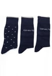 Emporio Armani Mens 3 Pairs of Socks Gift Set in Navy Cotton - Size UK 6-11