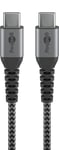 USB-C ™ - USB-C ™ Tekstiilikaapeli metalliliittimillä (avaruudenharmaa / hopea) 0,5 m