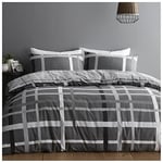 GC GAVENO CAVAILIA Super Soft Printed Duvet Set, Polycotton Fabric Stripe Bedding Sets King Size, Cosy Comforter Cover, Grey