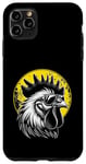 Coque pour iPhone 11 Pro Max T-shirt amusant de couleur jaune citron, coq portant des lunettes de soleil