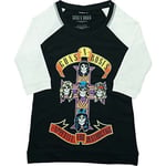 Guns N Roses T Shirt Appetite for Destruction Official Womens Black Raglan XXL