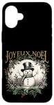 Coque pour iPhone 16 Plus Joyeux Noël Bonhomme de Neige de Vacances Vintage