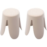 Sweeek - Set de 2 tabourets empilables beige. bouclette texturée. niki. Ø30 / 44 x H46cm