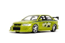 Jada Toys 99788 Fast & Furious Brian's 2002 Mitsubishi Lancer Evo VII Voiture Tuning à l'échelle 1/24 avec Spoiler, Portes ouvrantes, Capot et Coffre, Roue Libre, Vert