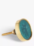 John Lewis Brass and Resin Cupboard Knob, Green