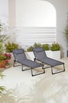 Two Outdoor Folding Sun Loungers