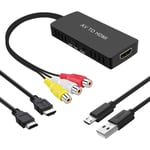 HDMI-konverter, AV till HDMI-adapter, komposit till HDMI, stödjer 1080P, PAL/NTSC kompatibel med WII/WII U/PS one/PS2/P