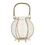 Hygge Gold Finish Modern Retro Egg Basket Spiral Metal Wire Style with Handle