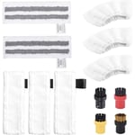 Pack de 12 accessoires pour nettoyeur vapeur Kärcher Easyfix SC2 SC3 SC4 SC5, set chiffon microfibre et suceur sol brosses rondes compatibles avec