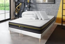 Pack sommier tapissier matelas  Mémoire de forme avec couette et oreillers