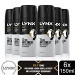 Lynx 72H Anti-Perspirant Deodorant Gold, Black or Jungle Fresh 150ml, 6 Pack