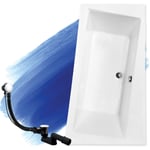 Baignoire Bain d'angle 150x90 Droite, Siphon de bain et pieds (support) - Set 3en1 - Fabriqué en ue Badland infinity