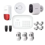 Daewoo Pack Alarme WiFi/GSM - Modèle Protection Livré avec 12 Accessoires, 1 Caméra Et 1 Sirène