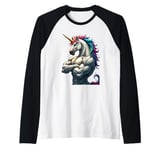 Unicorn Power for a Unicorn lover athlete bodybuilder Raglan Baseball Tee