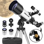 MEEZAA Télescope, Télescope Astronomique Adulte, 70/400mm Télescope Réfracteur pour Enfants et Débutants, Télescope Portable e Potente avec Trépied, Adaptateur de Téléphone pour l'observation Lunaire