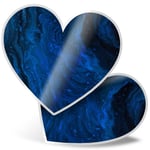 2 x Heart Stickers 15 cm - Dark Blue Black Ink Art Painting Paint #44835