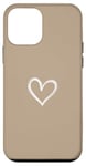 Coque pour iPhone 12 mini Beige sable foncé – Cœur mignon simple chic bohème dessiné à la main