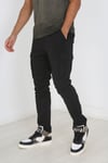 Brave Soul Mens Black 'Clarkson' Cargo Style Chino Trousers Cotton - Size 30W/32L