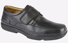 Roamers Dexter Leather Shoes Mens Wide Fit - Black - Size UK 8