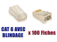 Boite de 100 fiches RJ45 à sertir - BLINDEES - SHIELDED - CAT5 CAT6