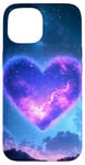 Coque pour iPhone 15 Galaxy Coeur Saint Valentin Ciel