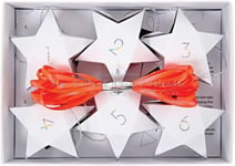 CHRISTMAS 24 Numbered Star Boxes Garland Advent Calendar FYO (Silver & Red)