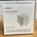 UGREEN Fast Charger 65W For MacBook iPad Foldable USB Type C 2 Port  GaN UK Plug