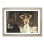 Big Box Art Ashes by Edvard Munch Framed Wall Art Picture Print Ready to Hang, Oak A2 (62 x 45 cm)