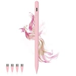 Stylus Pens for Touch Screens Power-Display Tablet Pen POM Tip Magnetic Rechargeable Pen for iPad Compatible with iPhone/iPad/Samsung/Lenovo/and Other iOS/Android smartphone and Tablet Devices (Pink)