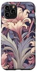 Coque pour iPhone 11 Pro Motif floral Art nouveau crème, mauve, bleu marine, stylisé