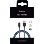 Smartline Fuzzy Laddningskabel 2m USB-C, blå