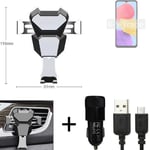 Car holder air vent mount for Samsung Galaxy M13 + CHARGER Smartphone