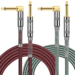 Câble Guitare d'instrument 3 mètres 1/4"" 6.35mm Mâle à Mâle Tweed Tissé 10ft cables jack guitare pour Guitare Electrique Basse Clavier Electronique - Paquet de.[G141]