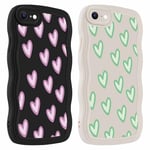 Phoona [2 Pièces] Coque Arrière en Silicone Liquide pour iPhone 8/SE 2022/7/SE 2020 4,7",Boucle Ondulée Cadre Amour Motif Design Souple Antichoc Protection Bumper Cover,pour Femme Fille,pour iPhone 7