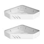 Ibergrif M34034W, Étagère de Douche d'angle, Etagère de Salle de Bain Sans Percage, Accessoire et Cuisine Serviteurs de Douche, 2 Pièces, Blanc