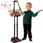 Electronic Drum Kit PlaySet Toy Kid Beat Musical Microphone Pedal Drumsticks Kit