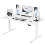 Devoko 180 × 80 cm Bureau Assis Debout avec Support d'écran, Bureau Réglable en Hauteur avec 2 Hauteur de Mémoire, pour l'étude et Bureau（Blanc,180cm）