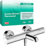 hansgrohe Ecostat Element - Mitigeur baignoire thermostatique, Robinet de baignoire apparent avec arrêt de sécurité (SafetyStop) à 40°C, Thermostat 2 sorties, Chromé, 13347000