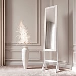 CARME Caitlyn Full Length Mirror with Jewellery Storage Cabinet for Bedroom - Freestanding Jewellery Organiser Cabinet with Drawers, Lipstick Holder, RIng Slots & Hooks for Earings & Necklace - White