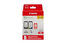 Canon PG-545 XL CL-546 XL VALUE SEC Pack of 2 cartridges (Black XL Colour XL) + 50 sheets of 10x15cm Photo Paper Genuine (Recycled Cardboard Multipack)